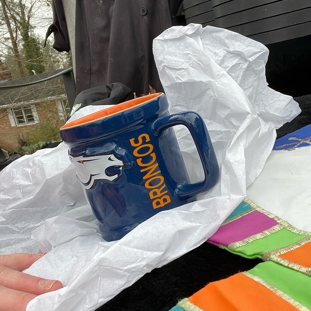 1999 NFL Denver Broncos Blue and Orange Coffee Tee or Hot Chocolate Mug Cup